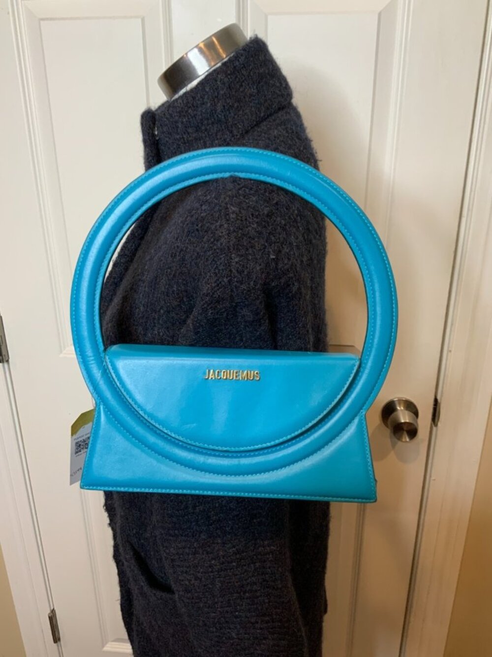 Jacquemus Turquoise Blue Leather Signature Le Sac Rond Bag